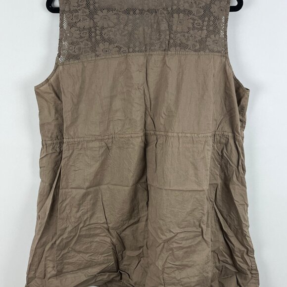 AE Sport Top Blouse Size 20 Brown Sleeveless Wide Strap Square Neck Cotton - Picture 6 of 9